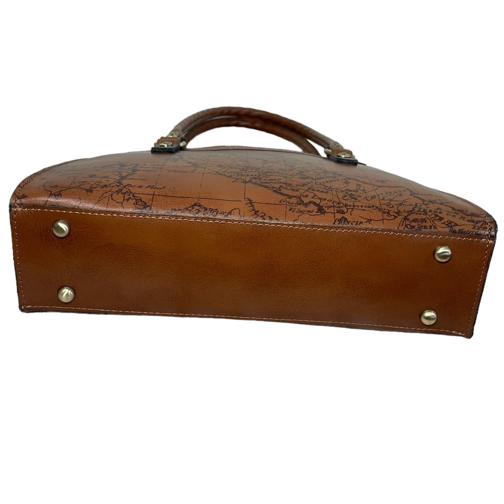 Patricia Nash Signature Map Calvi Square Leather Satchel Shoulder Bag Saddlebag - Picture 8 of 15